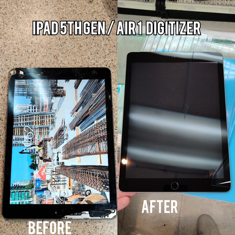 iPad digitizer before and after repair