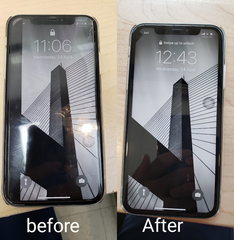 iPhone before and after screen repair